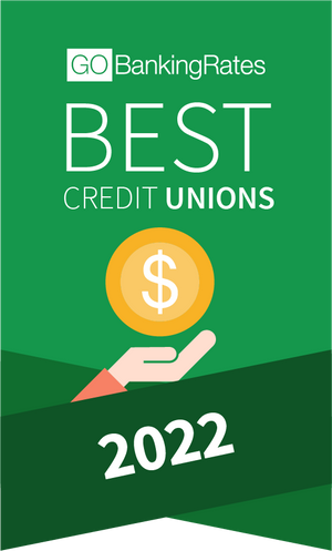 multi color green and gold best credit unions badge 2022